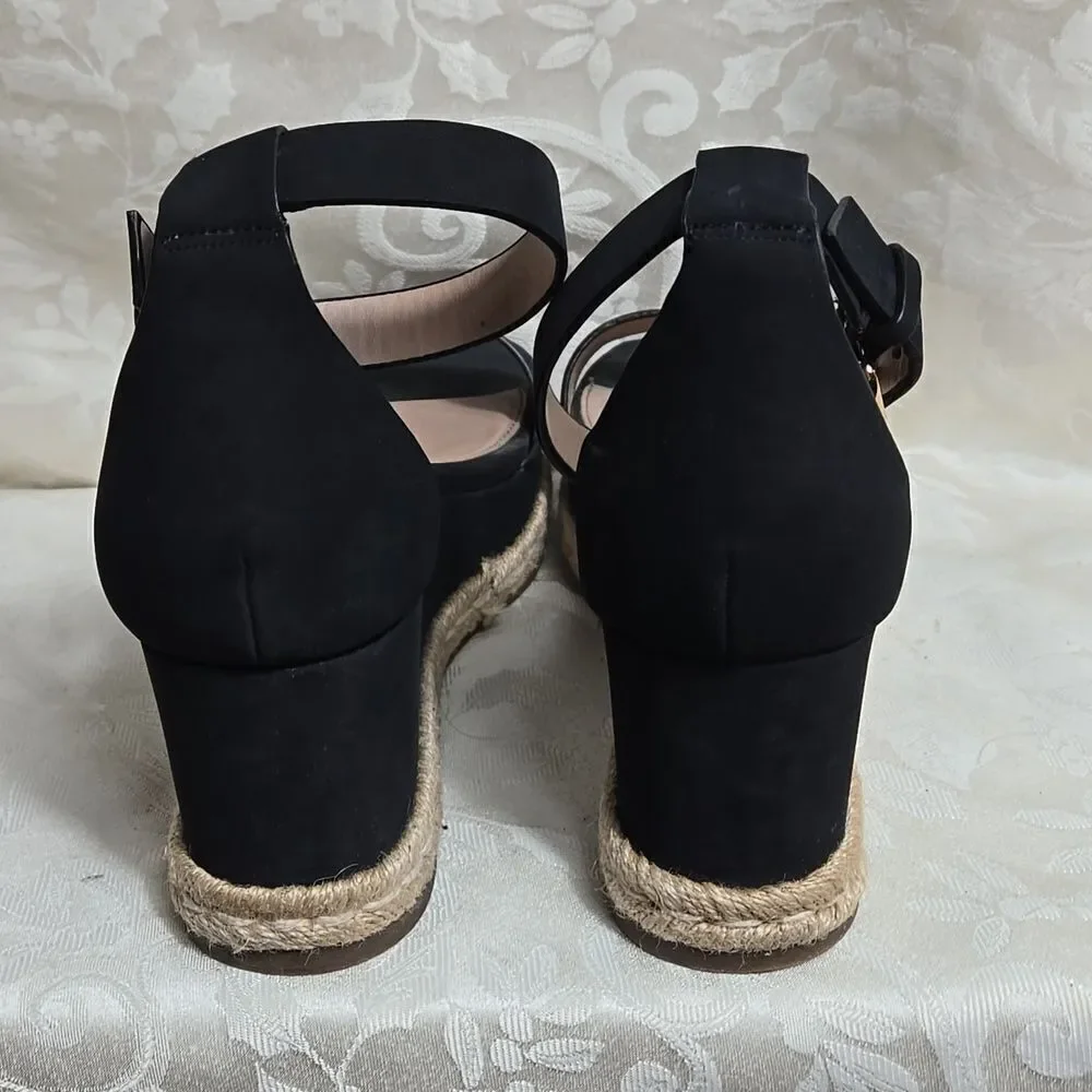 BCBGeneration Black Espadrille Wedge Sandals
